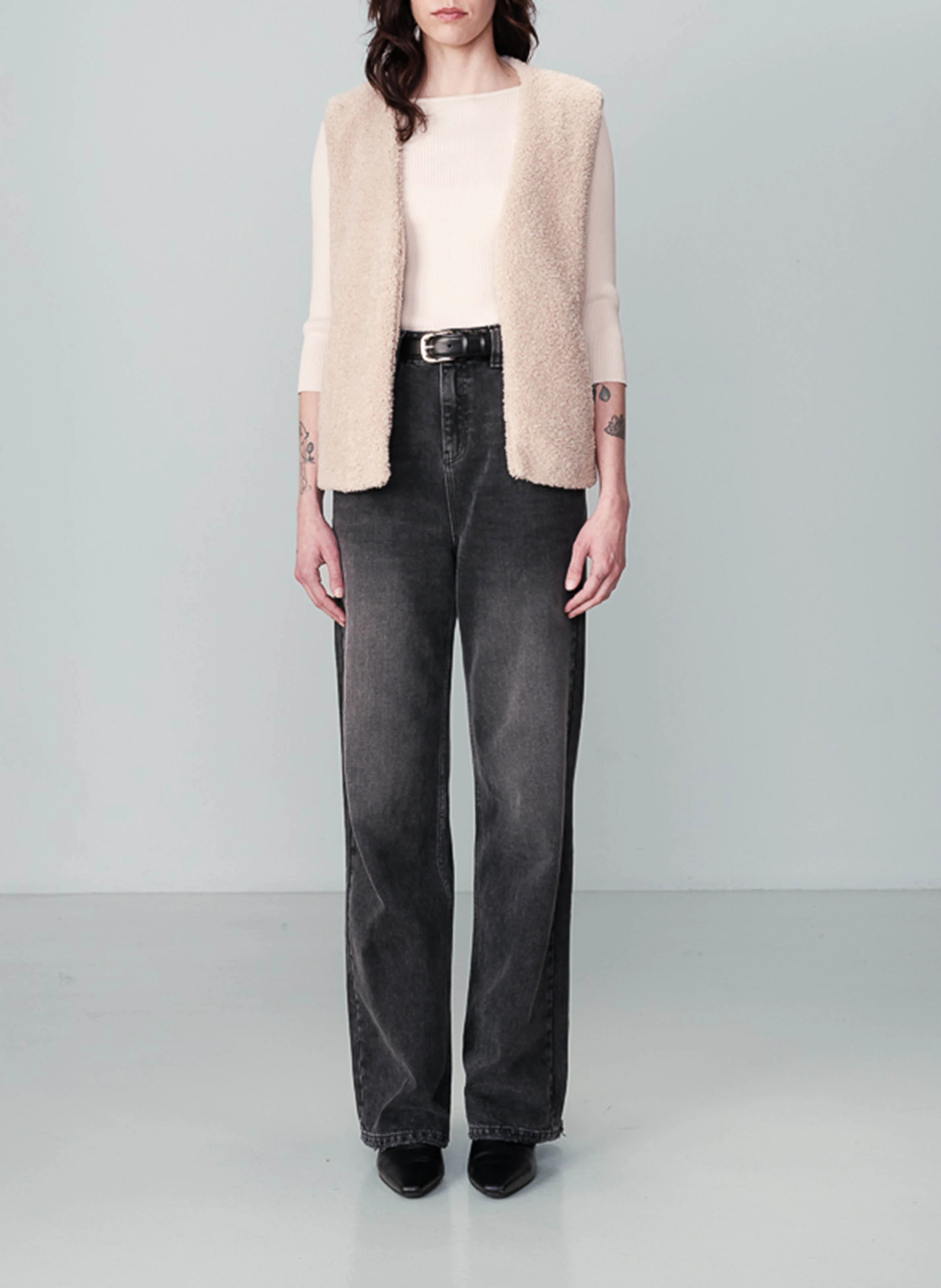 NIU - Veste courte sans manches effet shearling | Beige