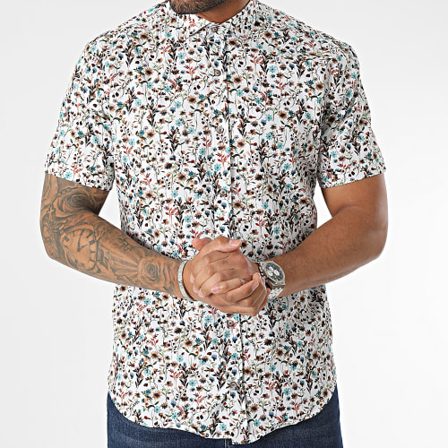Chemise Manches Courtes Blanc Floral