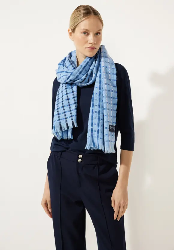 Schal mit Karomuster - gentle blue