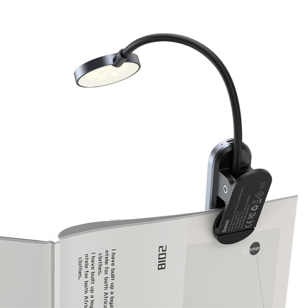(5V/3W) 29cm Flexible Mini Clip LED Lese Lampe mit Touch Control (Akku 350mAh) - Schwarz