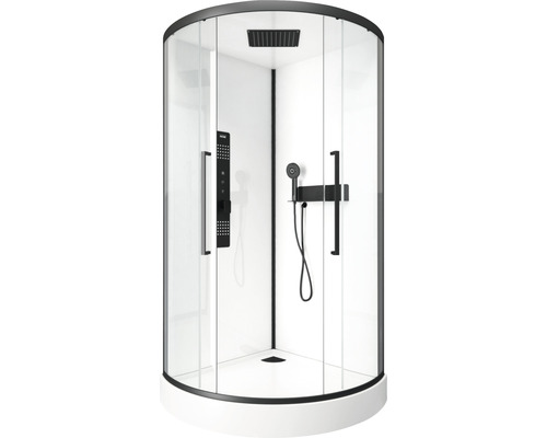 Aurlane Urban 2 complete ronde douche-unit, 90 x 90 x 215 cm, zwart