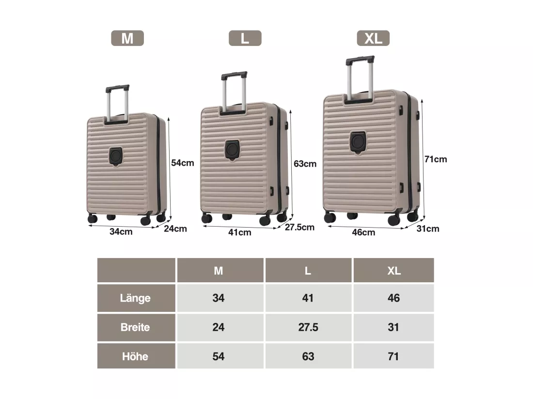 Bagage à main de 3 pièces 20&24&28 pouces– Front-Öffnungs-Design - ABS-Material - Serrure TSA - 360°Rollen-brun