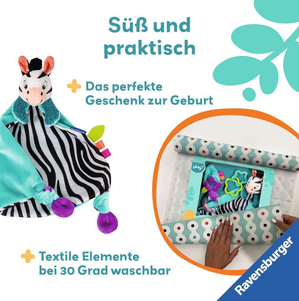Ravensburger Spiel Play+ Fühlen, rasseln, spielen (Geschenk-Set: Zebra)