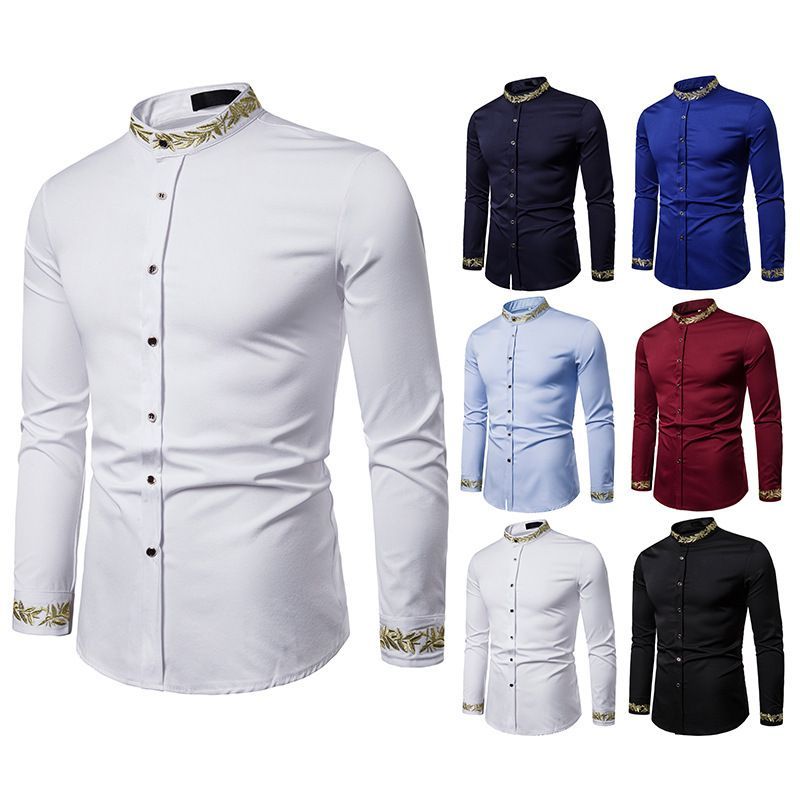 Sheck - Shirt met lange mouwen, geborduurde rand en kraag