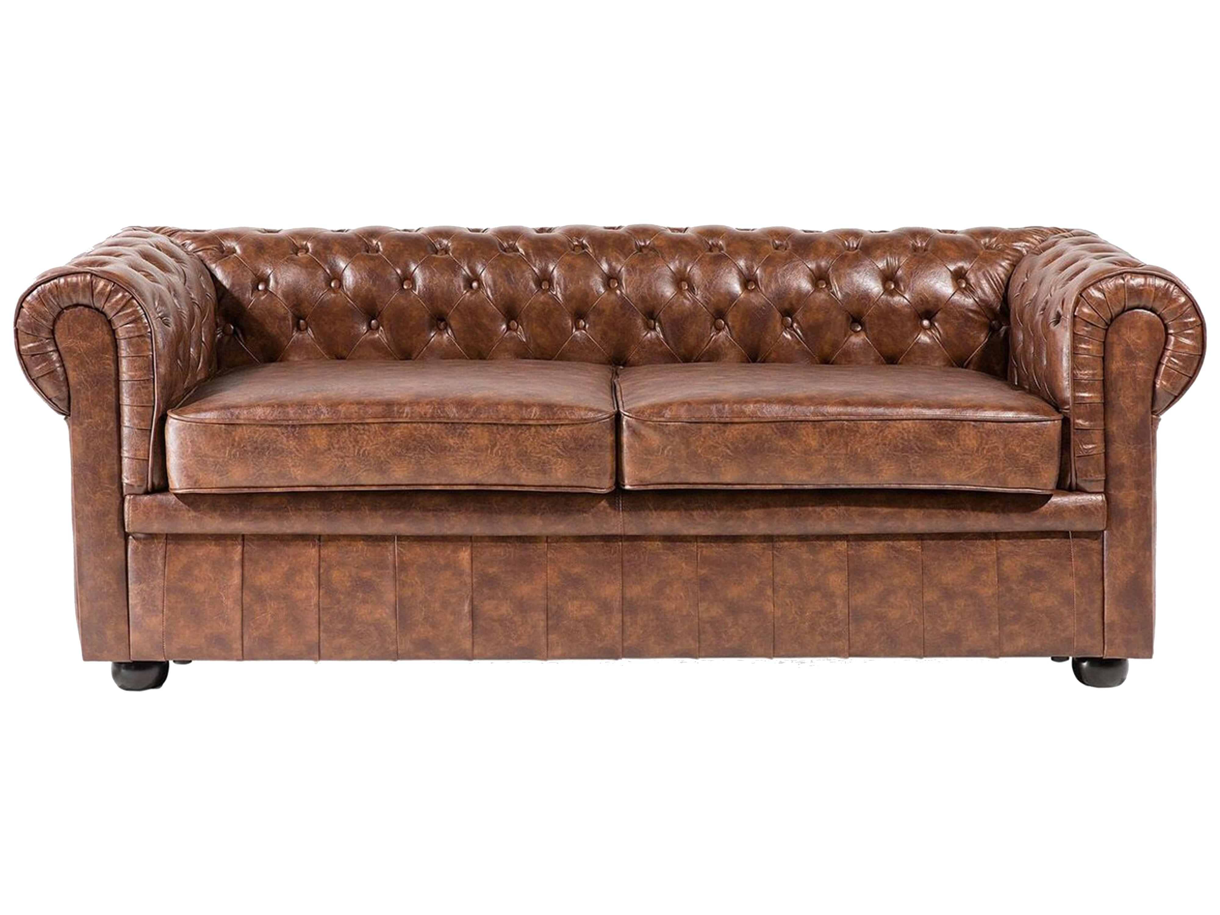 Bank 3-zits CHESTERFIELD Kunstleer Goudbruin