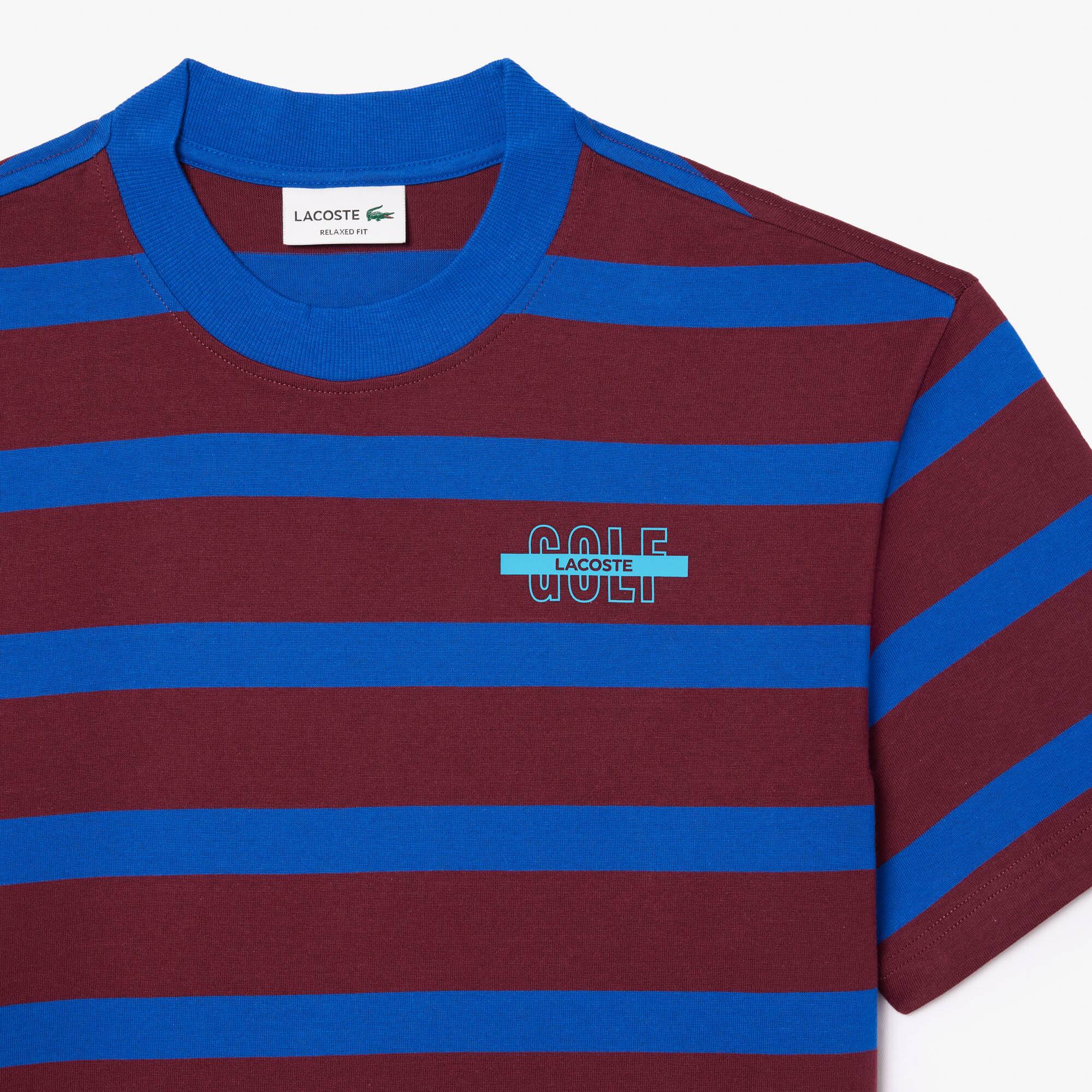 T-shirt à rayures en coton avec imprimé 3D T-Shirts - Rouge - Lacoste - Homme
