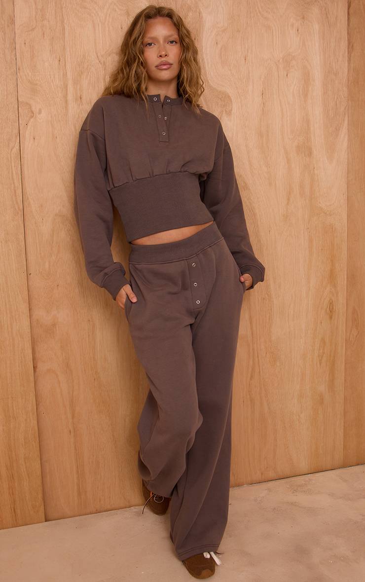 Charcoal Grey Sweat-shirt Cintré À Boutons