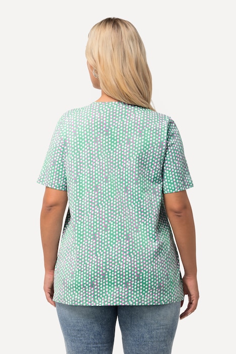 T-Shirt, Zierfalten, A-Linie, V-Ausschnitt, Halbarm