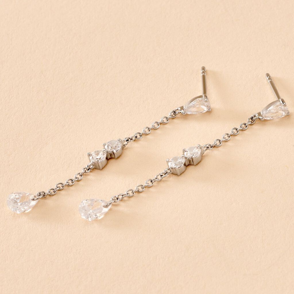 Boucles D'oreilles Pendantes Kelan Argent Blanc Oxyde De Zirconium