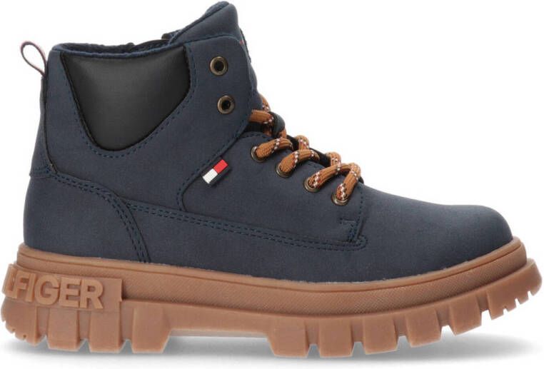 Tommy Hilfiger veterboots donkerblauw Jongens Polyester Effen 30