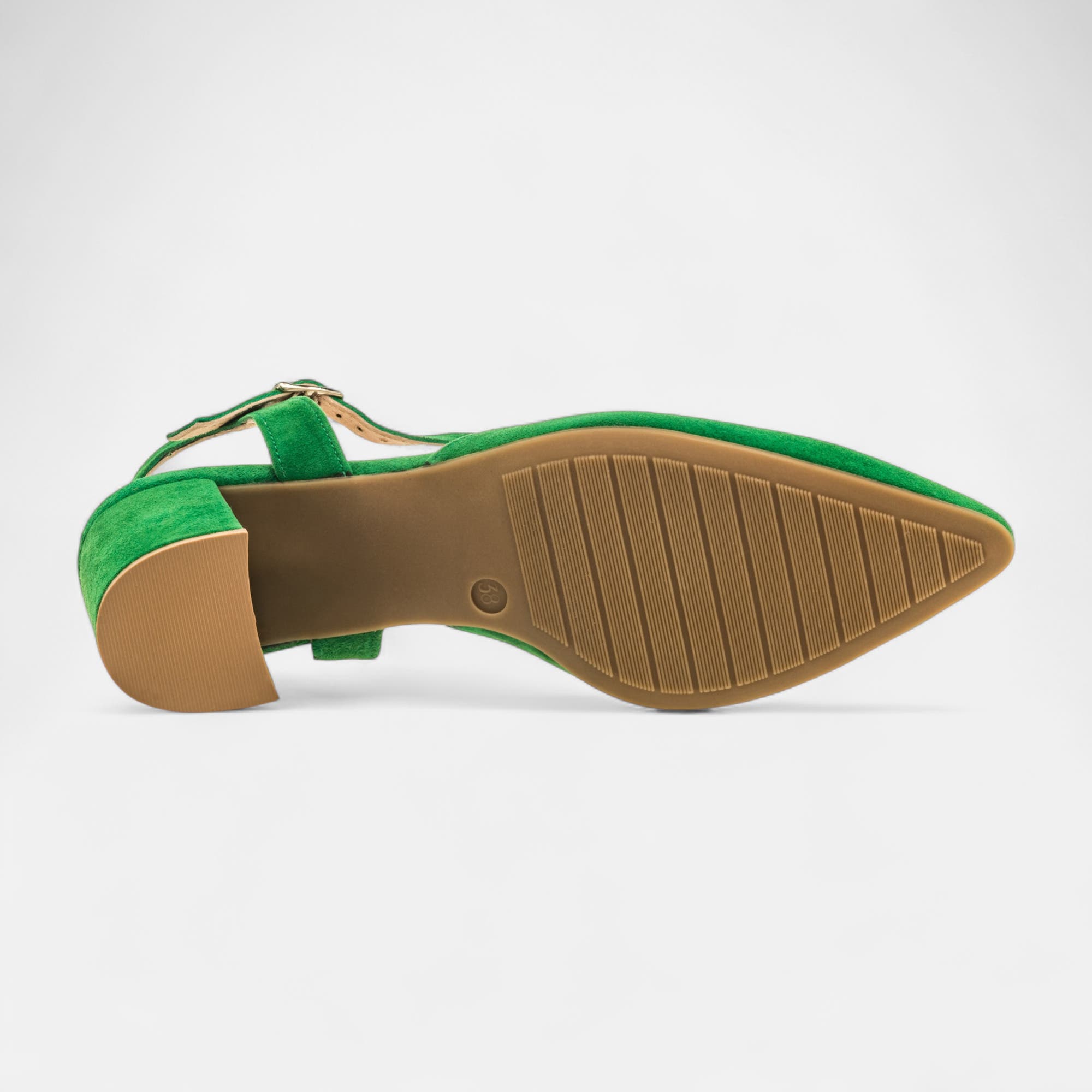 Escarpins avec bride arrière à talon Femme en cuir vert