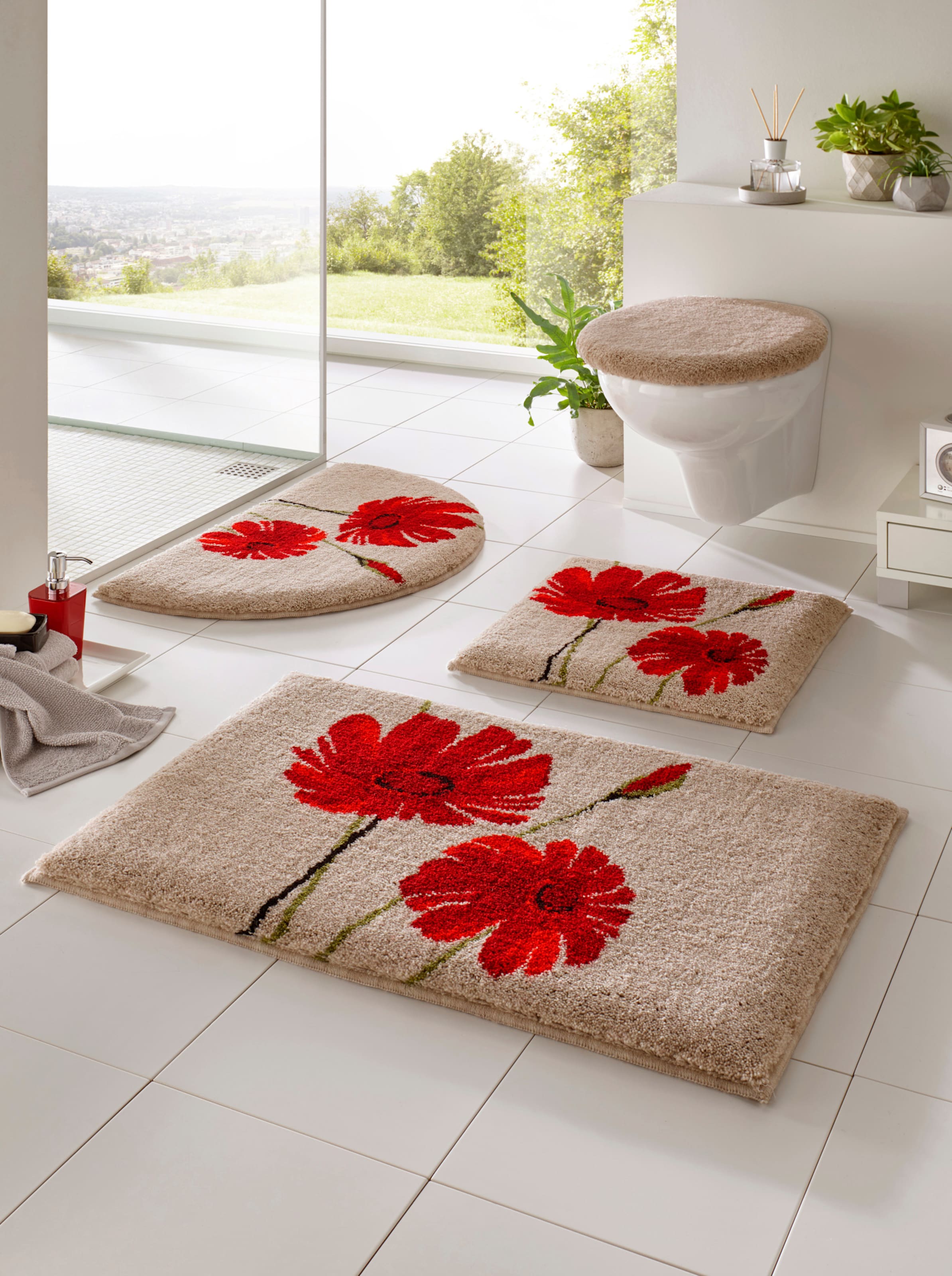Grund Badematte in beige-rot