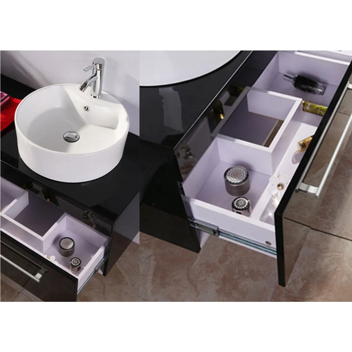 Simba Meuble Salle de Bain Cardellino - Noir - 150 cm