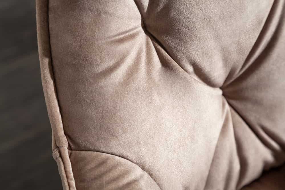 Design Stuhl MILANO champagner beige Samt mit Armlehne gepolstert schwarze Metallbeine