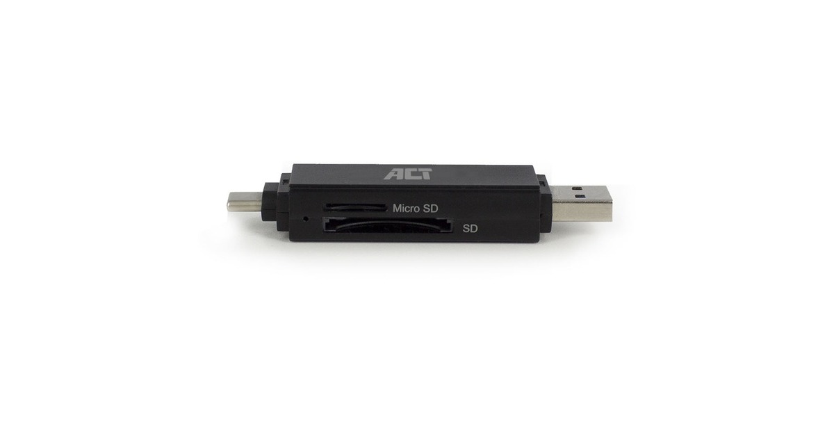 ACT ConnectivityUSB-C/USB-A kaartlezer, SD/micro SD  (Zwart)