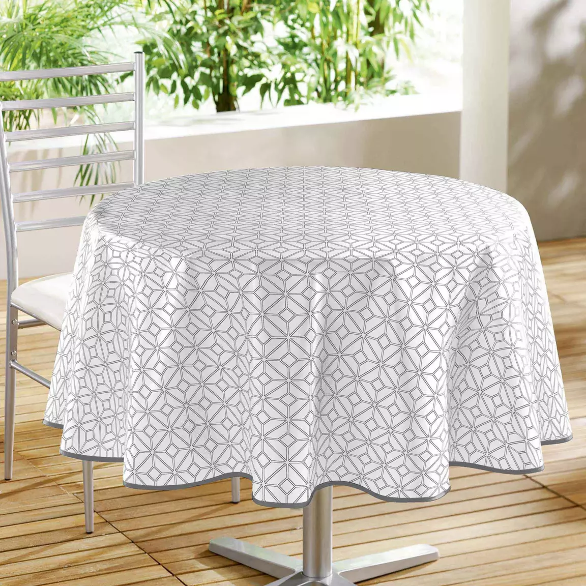 Nappe ronde toile cirée (D160 cm) Moderna Blanche