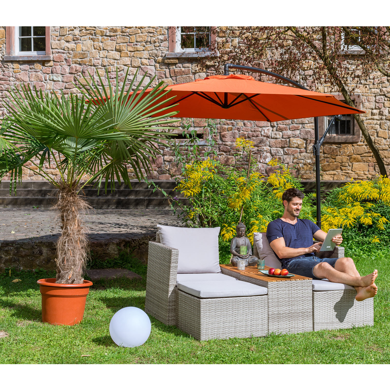 6-teiliges Lounge-Modulset - grau