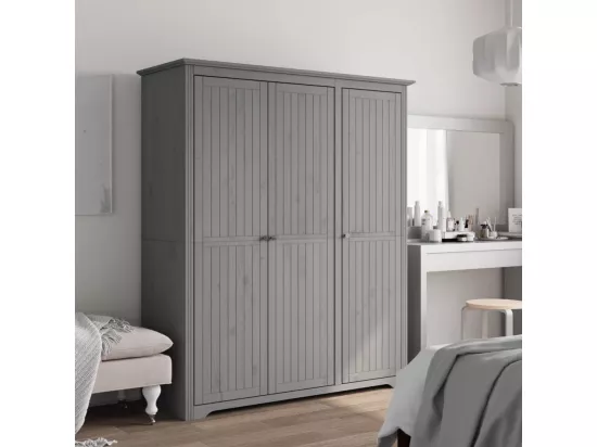 Garde-robe BODO gris 146x53,5x173 cm bois massif de pin