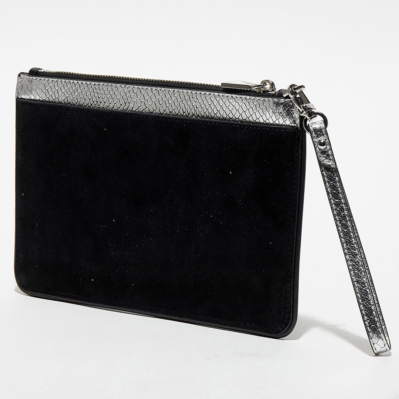 Michael Kors Pochette en Suédine Jet Set large Crystal noir/argenté - 26x16 cm