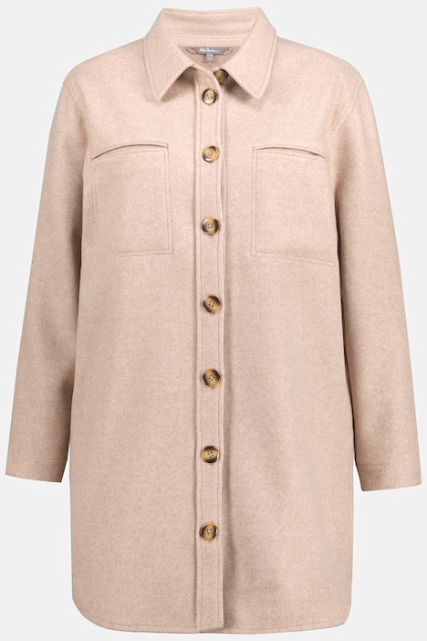 Flanell-Shaket, Shirtjacke, Oversized, Hemdkragen, Langarm