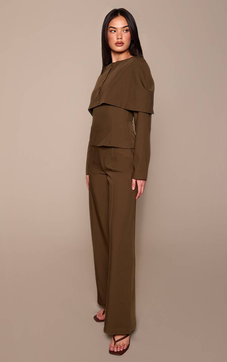 Chocolat Combinaison-pantalon Ajustée Tissée À Manches Longues Avec Boutonnage