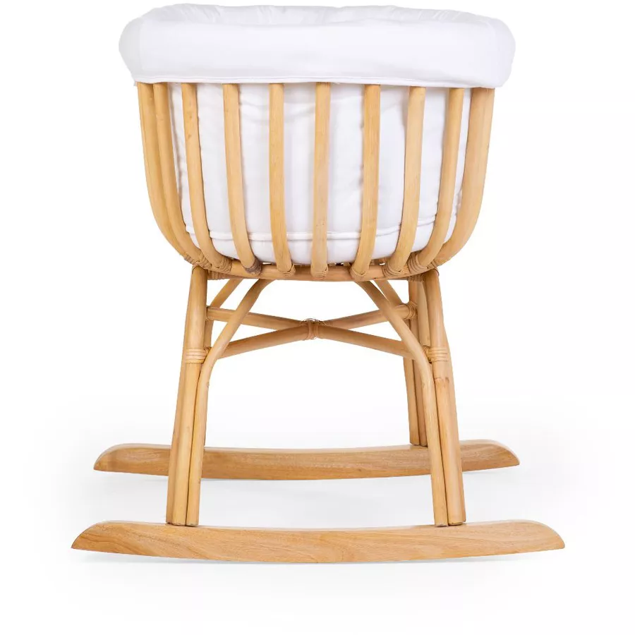 CHILDHOME Wiege Rattan mit Jerseybezug, Matratze und Nestchen