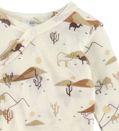 Joha Wickelbody l/ä - Wolle/Seide - Off White m. Wüste