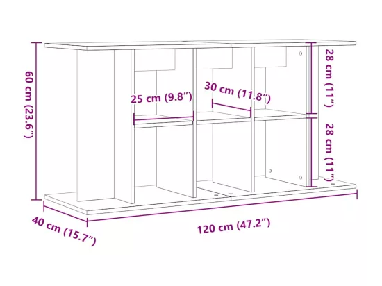 Support d'aquarium chêne artisanal 120x40x60 cm bois ingénierie