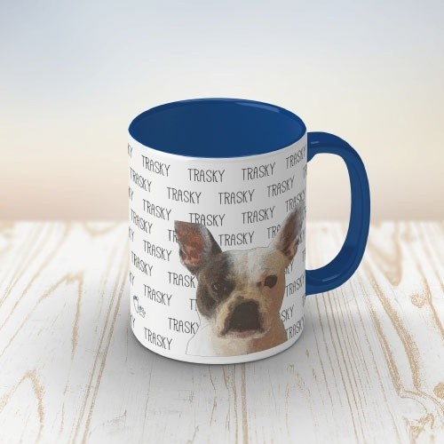 Caneca personalizada com nome e desenho em azul