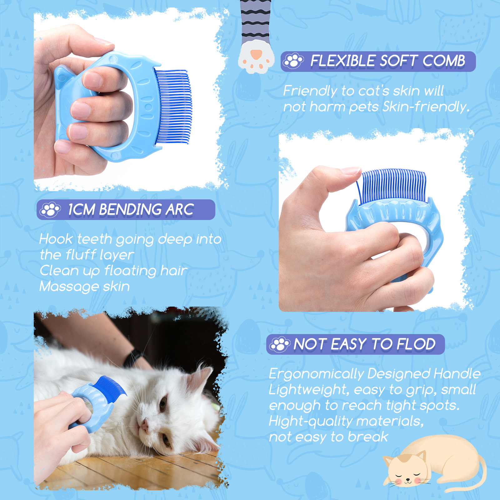 Nobleza - Pentes para Gatos, Escovas para Cães e Gatos, Escova para Cães de Pelo Curto, Pente para Gatos, Escova para Pelos Curtos e Longos de Animais de Estimação, Pente Massageador com Conchas para Cães e Gatos