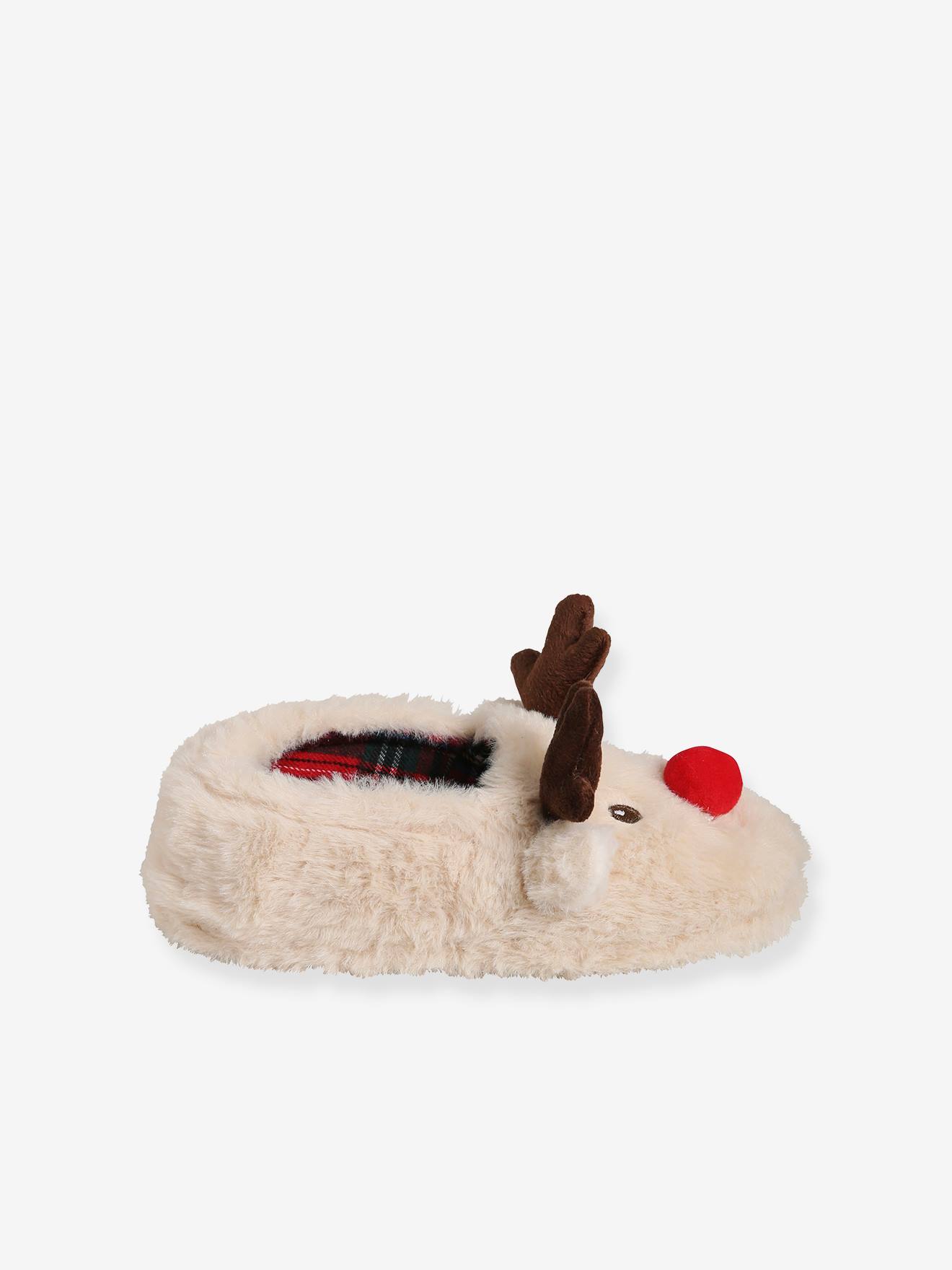 Pantufas de pelúcia para meninos, bege claro liso