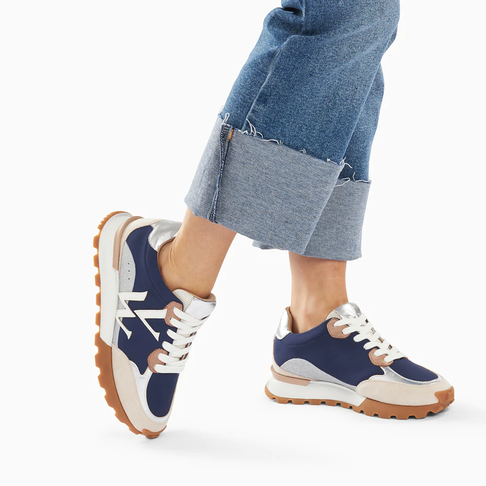 Sneakers-Baskets monogramme Caterina bleu à semelle running