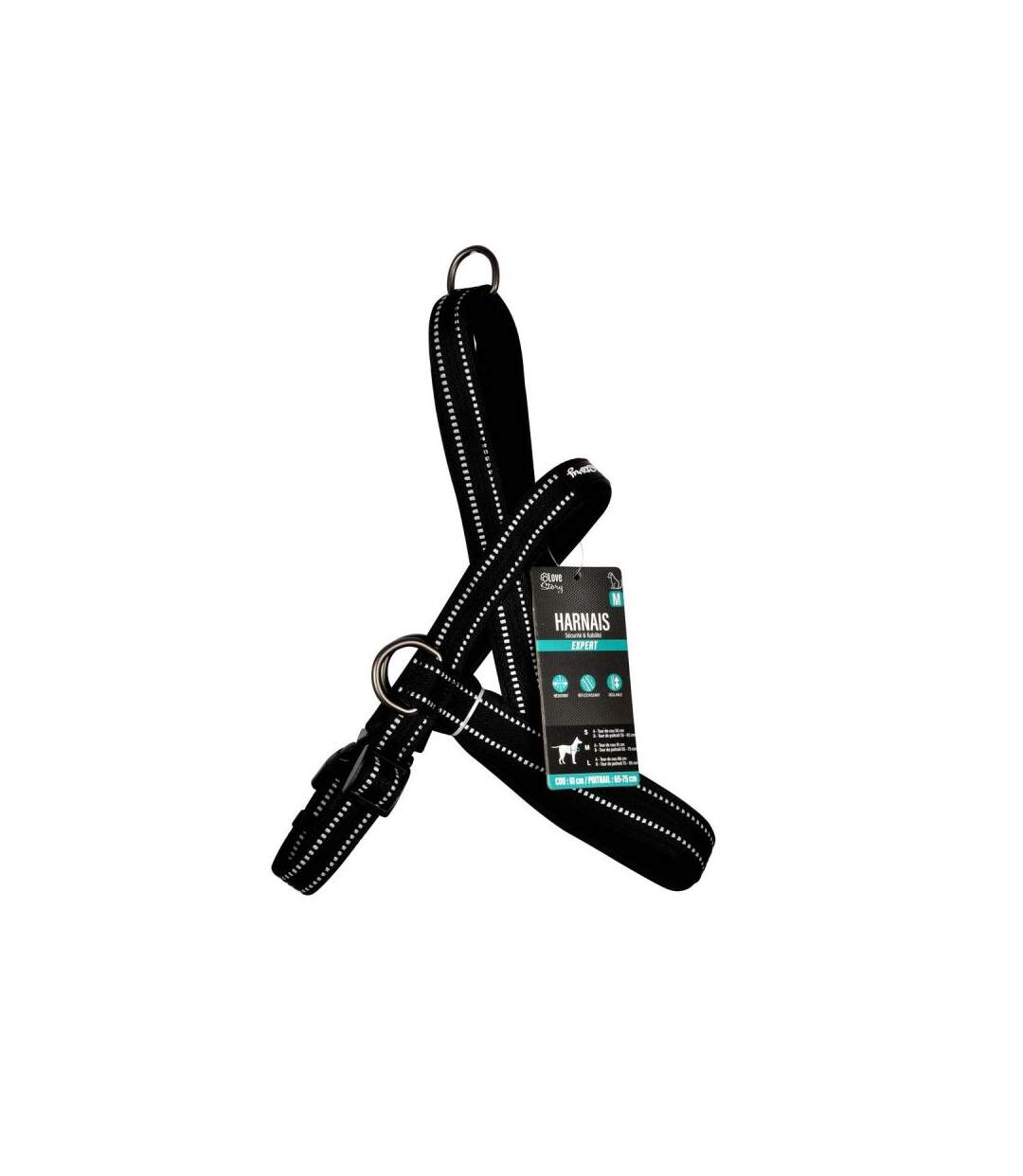 Paris Prix - Harnais Norvégien expert Réglable 75cm Noir