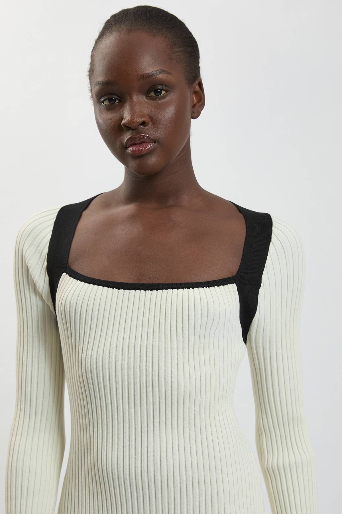 KarenMillen Robe Midi Tricotée À Côtes Texturées Et Blocs De Couleurs Petite