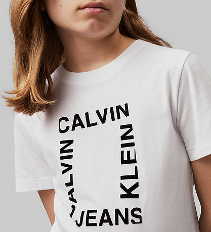 Calvin Klein T-shirt - Maxi Hero Flock Logo - Bright White