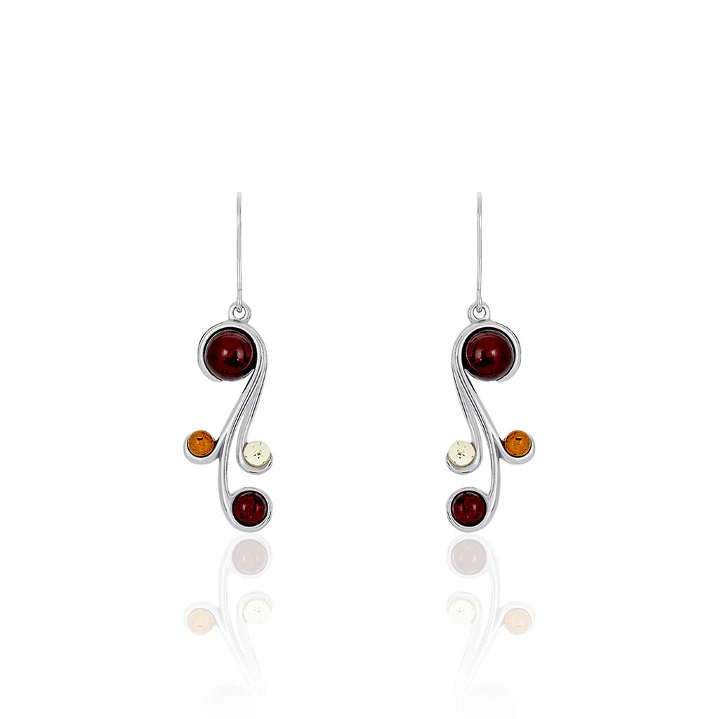 Boucles D'oreilles Pendantes Alexa Argent Blanc Ambre