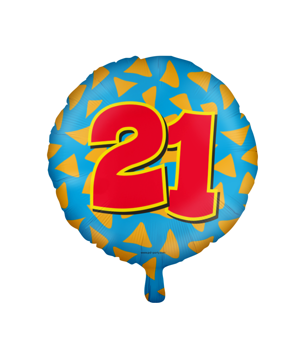 Helium Ballon 21 Jaar Gekleurd Leeg 46cm