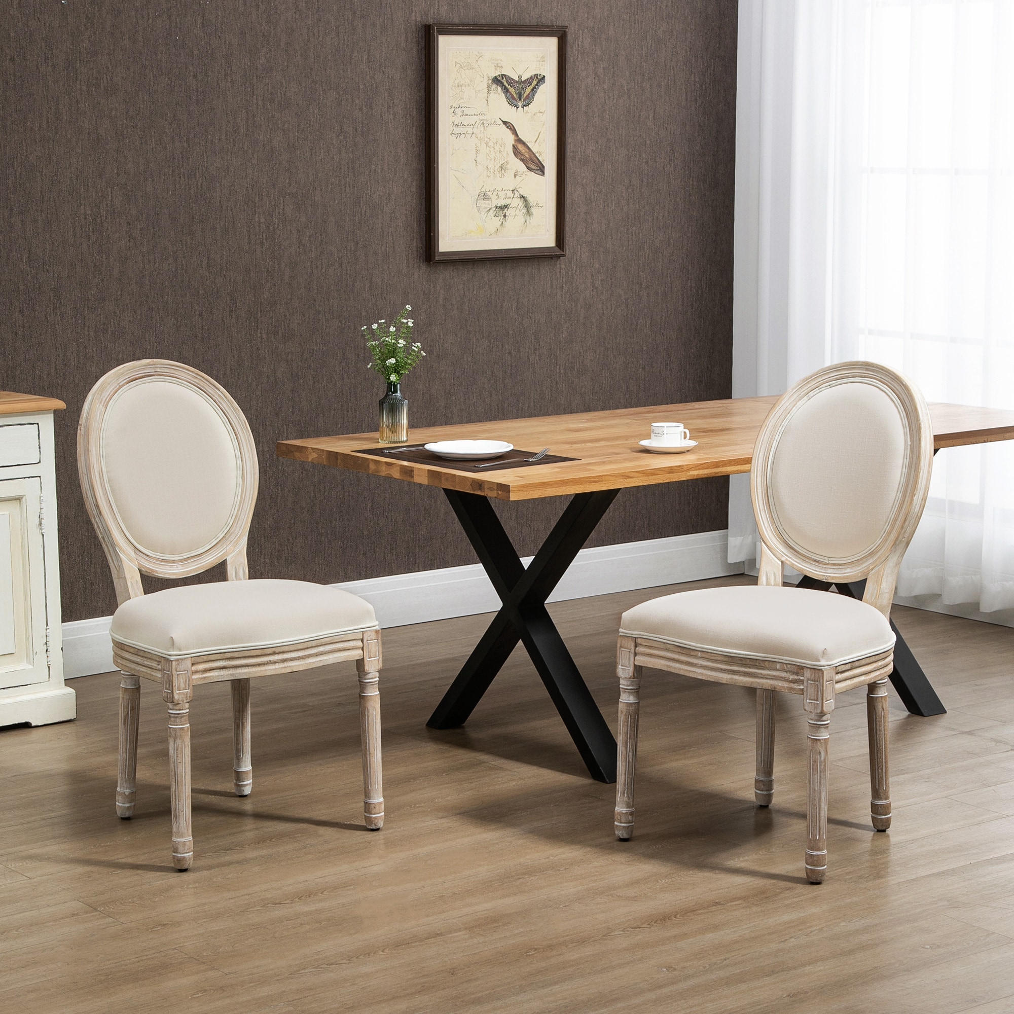 HOMCOM Esszimmerstuhl im 2er Set mit Vintage Design bunt 49B x 56T x 96H cm