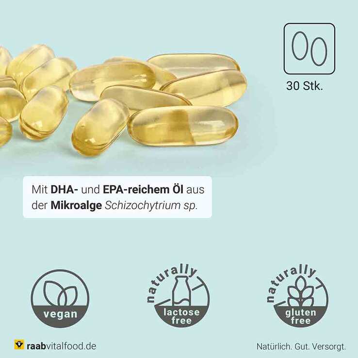 Raab Vitalfood Algenöl Omega-3 Kapseln, 30 St
