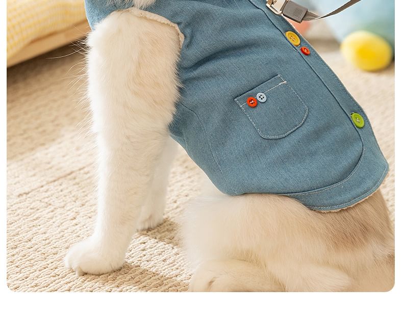 Cissilli - Geknoopt fleece gevoerd denim top voor huisdieren