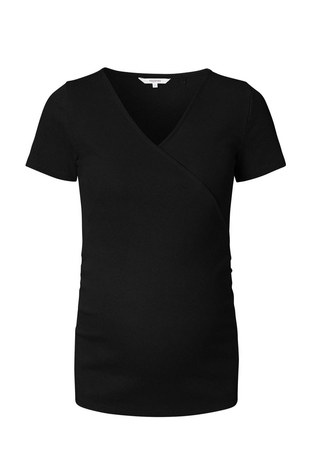 Noppies ribgebreid zwangerschapsshirt Sanson zwart