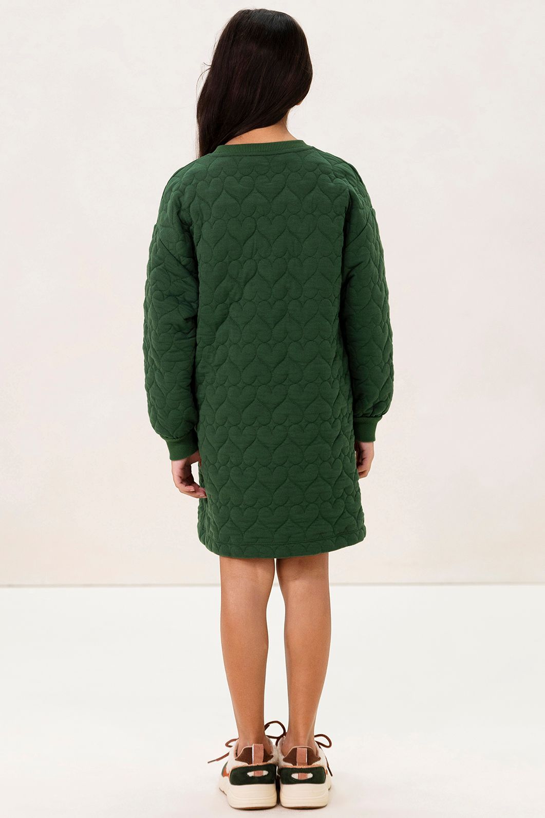Donkergroene sweatjurk met hartjes