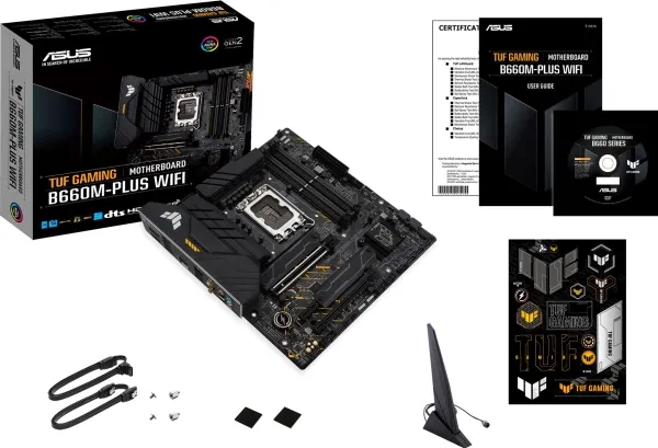 ASUS TUF GAMING B660M-PLUS WIFI - Bundkort - micro ATX - LGA1700 sokkel - B660 Chipset - USB-C Gen 2x2, USB 3.2 Gen 1, USB 3.2 Gen 2, USB-C Gen1 - 2.5 Gigabit LAN, Wi-Fi 6, Bluetooth - onboard grafik (CPU påkrævet) - HD Audio (8-kanaler)