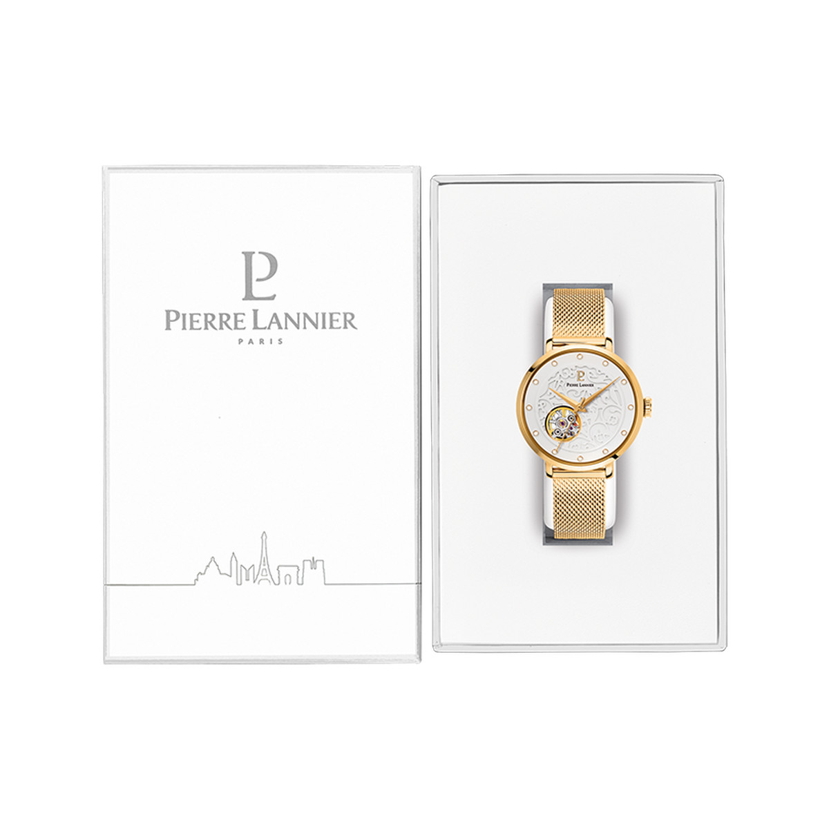 Montre PIERRE LANNIER eolia femme automatique, bracelet acier doré