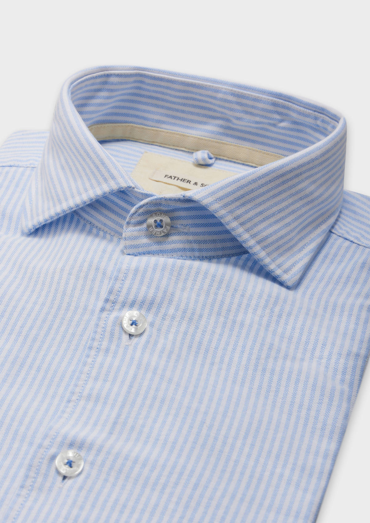 Chemise sport Slim en pinpoint de coton blanc à rayures bleu ciel