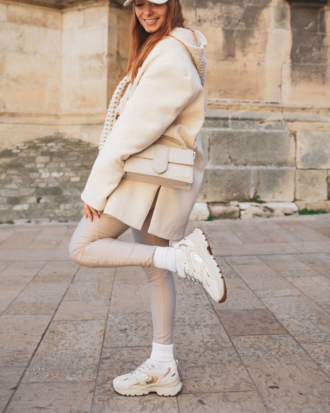 Basket femme dorée et beige à lacets sneakers - Bao