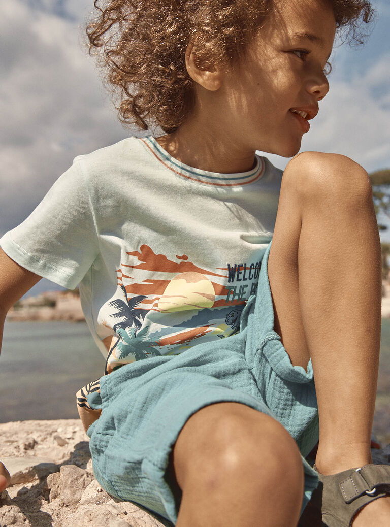 T-shirt turquoise clair à manches courtes