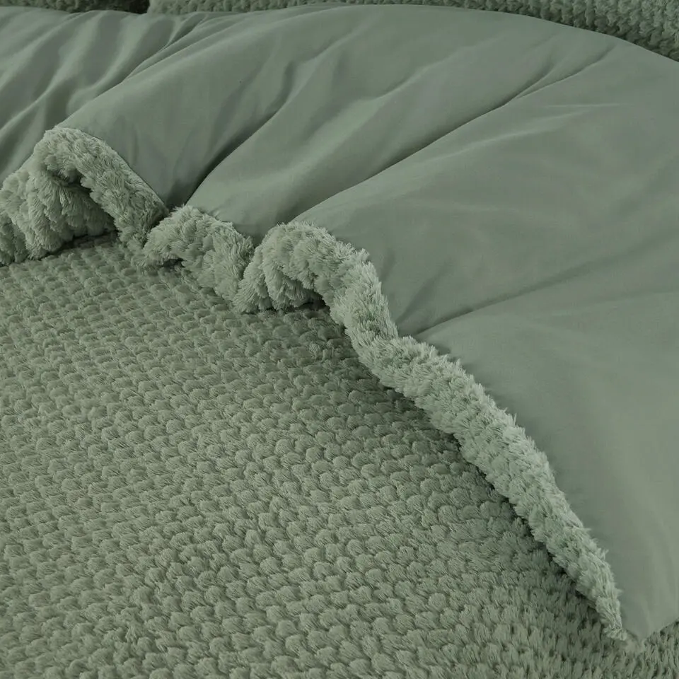 Dekbedovertrek Fur Teddy 140x220 – Fluweelzacht & Knus Design – Groen