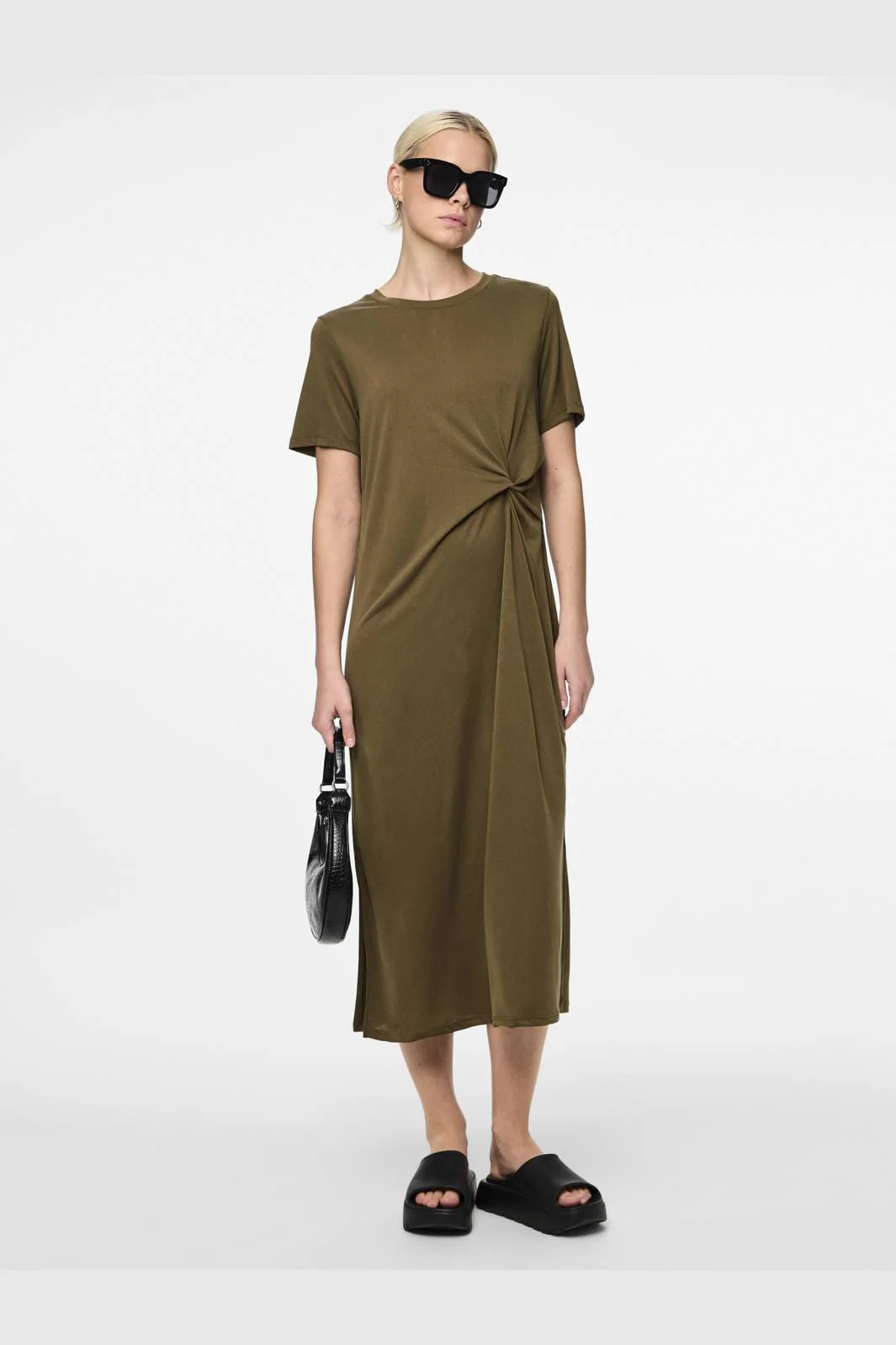 Pieces Pcanora Ss O-Neck Midi Knot Dress 4578544 beech