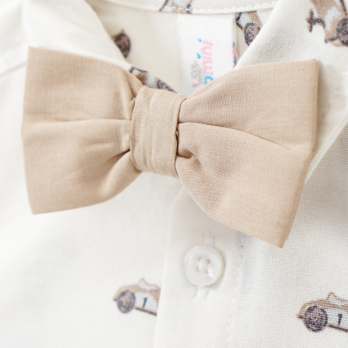 Topomini Baby Hemd und Shorts im Set beige / weiss